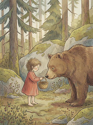 Little Girl and Bear Art Print