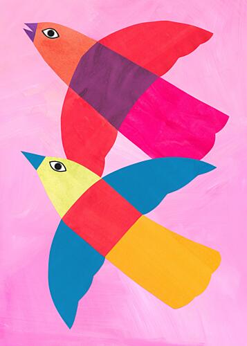 Vibrant Flying Birds Art Print