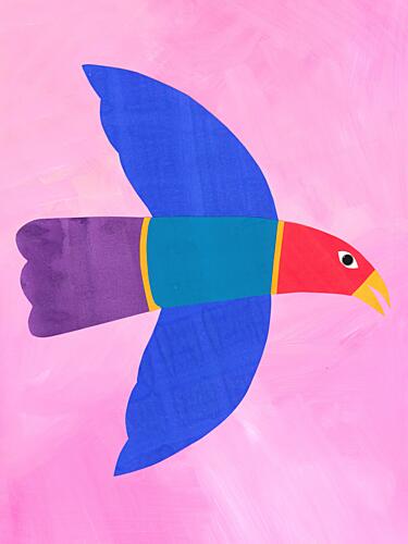 Colorful Flying Bird Art déco reproduction