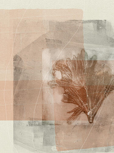 Earthy Abstract Leaf Art déco reproduction