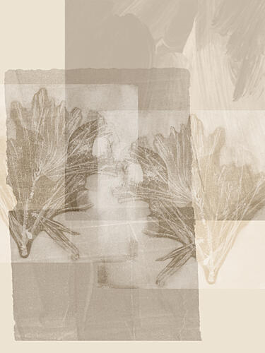 Layered Sepia Leaves Art déco reproduction