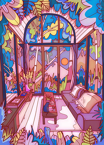 Cozy Room Mountain View Art déco reproduction