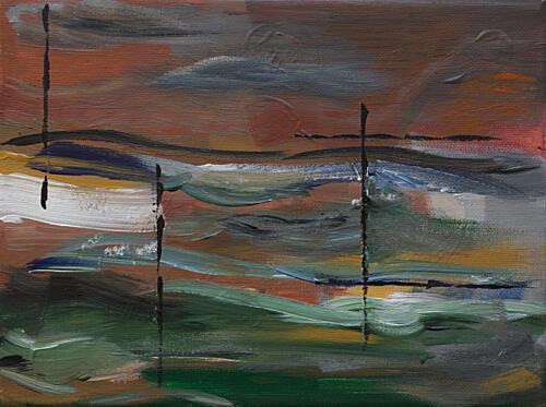 Earthy Abstract Landscape Art Print by Kjeld Olsen