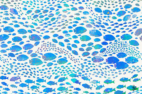 Underwater Fish Pattern Art déco reproduction