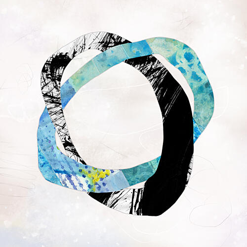 Abstract Blue Black Rings Art Print by Laura H Gibson