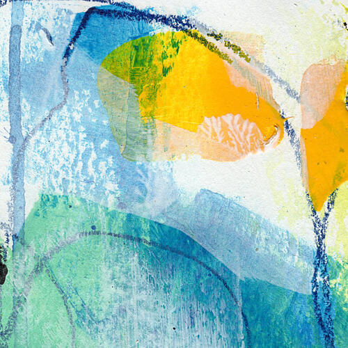 Yellow Blue Green Flow Art Print by Laura H Gibson