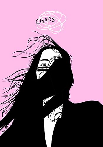Hidden Face Pink Chaos Art Print by Lisen Vennesland