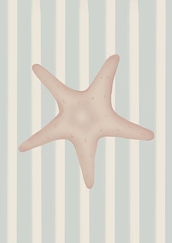 Coastal Starfish Stripes Art déco reproduction