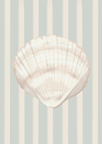 Coastal Seashell Stripes Art déco reproduction