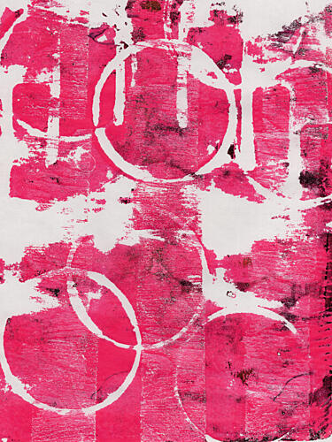 Bold Pink Abstract Circles Art déco reproduction