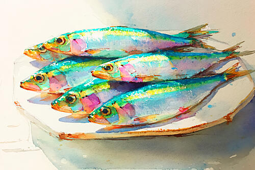 Vibrant Sardine Platter Art déco reproduction