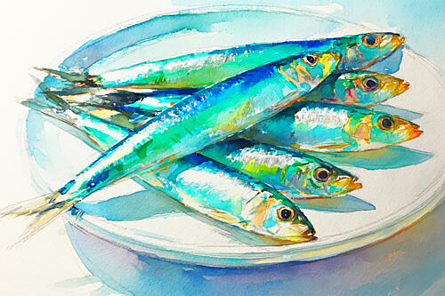 Colorful Sardines Painting Impressionist Print