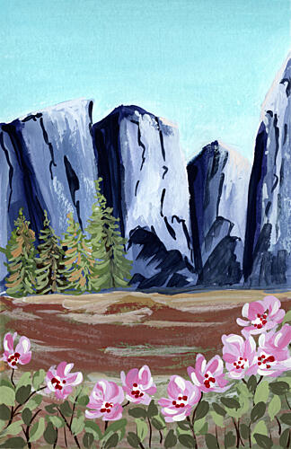 Majestic Peaks and Blooms Art Print by Jasmine Goodwin