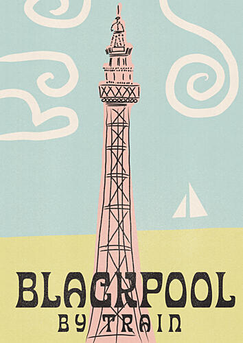 Retro Blackpool Tower Beach Art déco reproduction