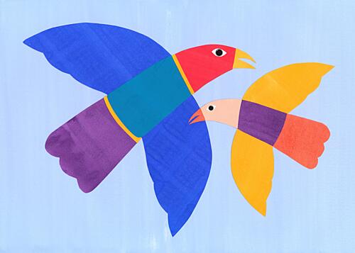 Colorful Flying Birds Art Print