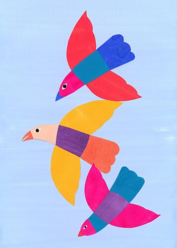 Colorful Flying Birds Art Print