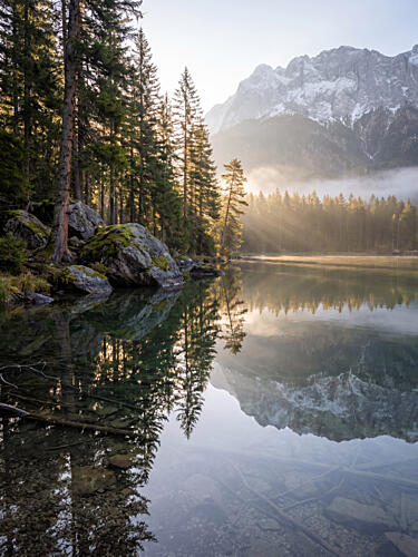 Golden Light Mountain Lake Gold Print