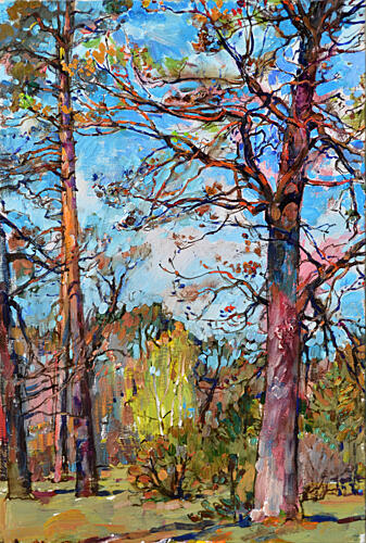 Vibrant Forest Pines Impressionist Print