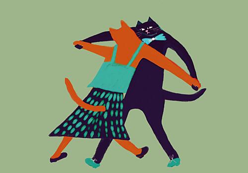 Elegant Cat Tango Art déco reproduction