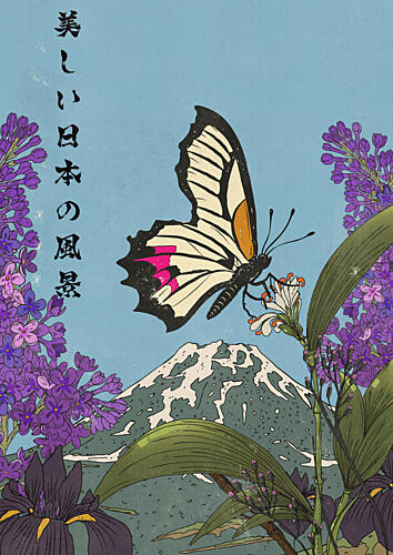 Beautiful Japan Butterfly Art Print