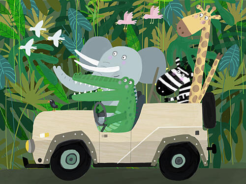 Safari Jeep Adventure Art Print