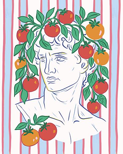 Whimsical Tomato Bust Art déco reproduction