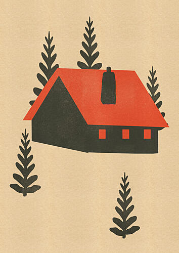 Cozy Forest Cabin Art Print