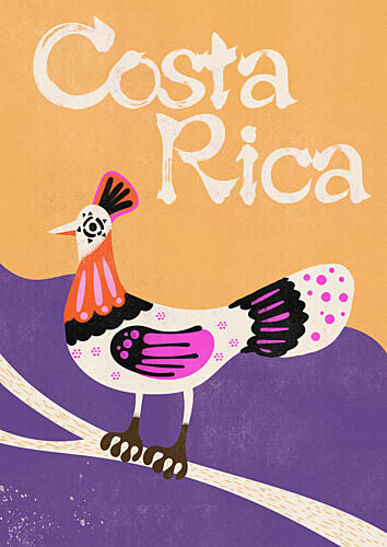 Costa Rica Folk Bird Art déco reproduction