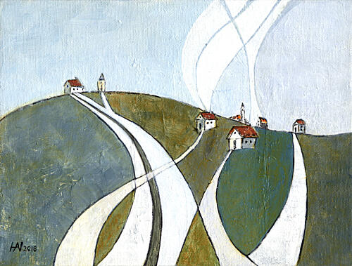 Winding Paths Village Art déco reproduction