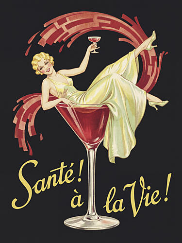 Glamorous Martini Toast Art déco reproduction