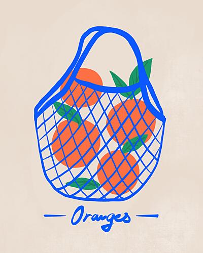 Fresh Oranges Blue Bag Art déco reproduction