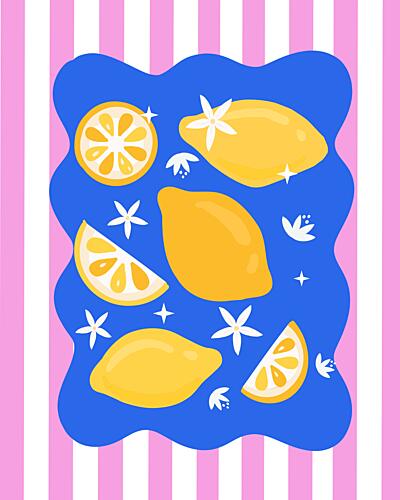 Bright Summer Lemons Pop art reproduction