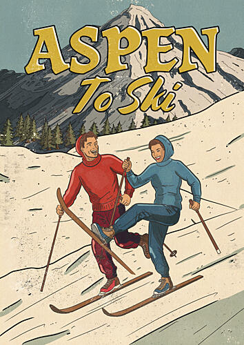 Vintage Aspen Skiers Art Print