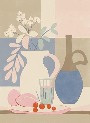 Pastel Still Life Arrangement Art déco reproduction