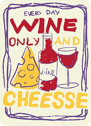 Everyday Wine and Cheese Art déco reproduction