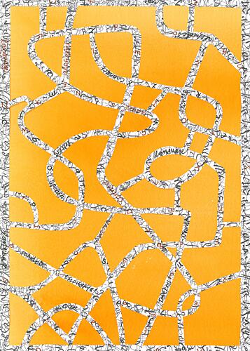 Tangled Orange Letter Maze Art déco reproduction