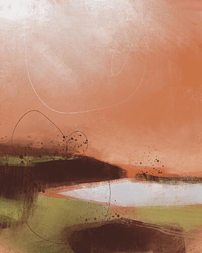 Warm Abstract Landscape Art déco reproduction