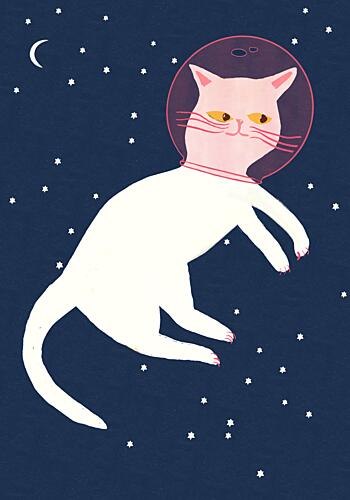 Cosmic Cat Astronaut Art déco reproduction