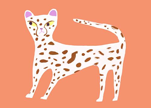Spotted Leopard Cat Art déco reproduction