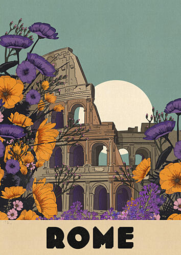 Romes Floral Colosseum Art déco reproduction
