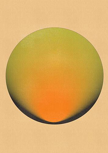 Geometric Sunset Orb Art déco reproduction