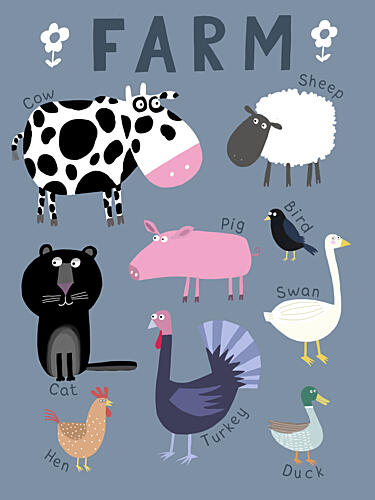Whimsical Farm Animals Art déco reproduction