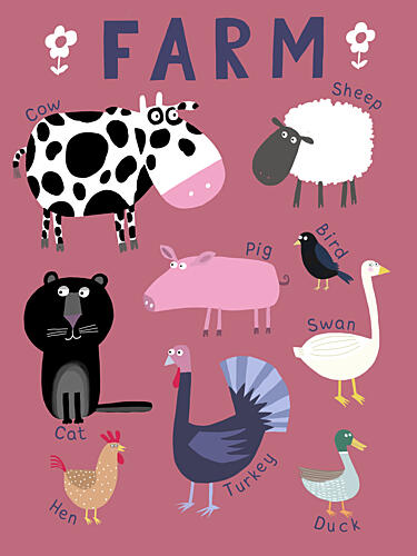 Cute Farm Animals Art Print