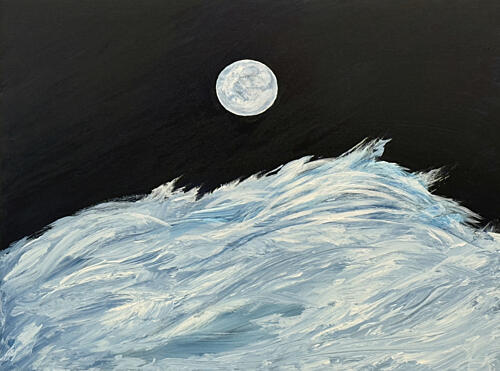 Moonlit Ocean Waves Art Print