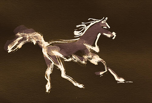 Dynamic Galloping Horse Impressionist Print