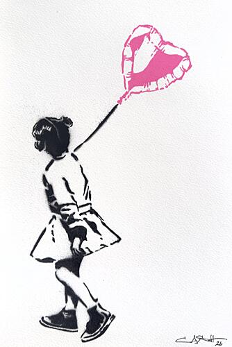 Little Girl Pink Heart Pop art reproduction
