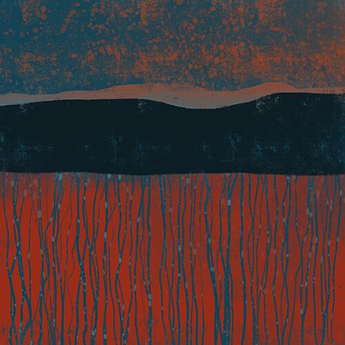 Moody Orange Field Art déco reproduction