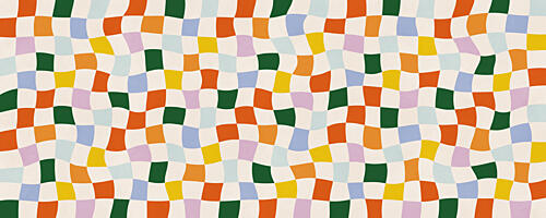 Colorful Wavy Checkers Art déco reproduction