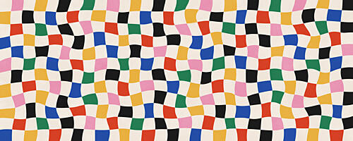 Colorful Wavy Checkers Art déco reproduction