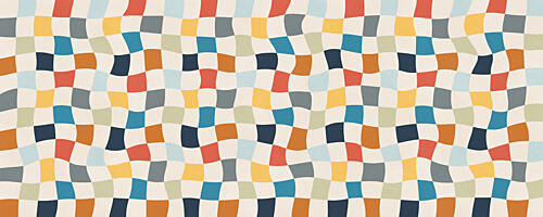 Colorful Wavy Squares Art déco reproduction
